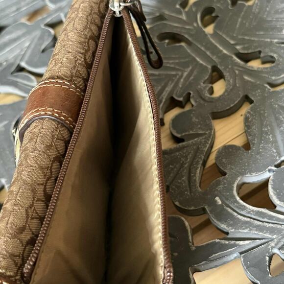 COACH Soho Signature Long Wallet Brown Canvas Leather Buckle Flap - Picture 7 of 12